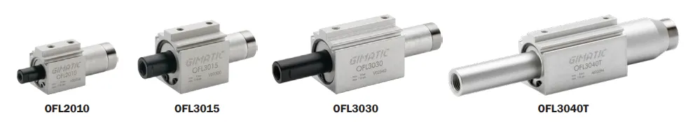 Xy lanh khí hành trình ngắn ty xuyên lỗ chống xoay, có chân lắp – OFL